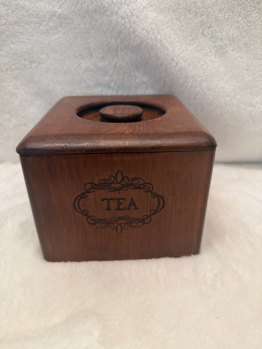 Vintage Wooden Tea Canister-Three Mountaineers company